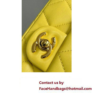 Chanel Lambskin, Resin  &  Gold-Tone Metal Small Flap Bag with Top Handle AS4848 Yellow 2024